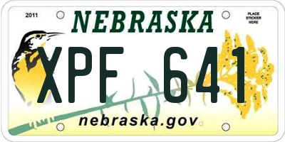 NE license plate XPF641
