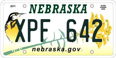 NE license plate XPF642