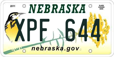 NE license plate XPF644