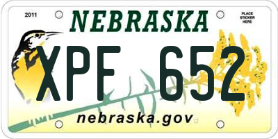 NE license plate XPF652