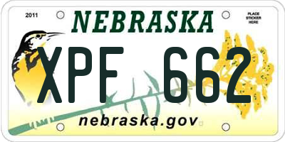 NE license plate XPF662