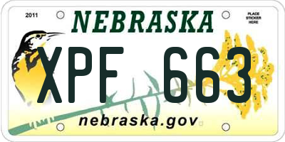 NE license plate XPF663