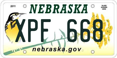 NE license plate XPF668