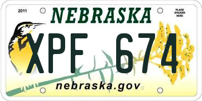 NE license plate XPF674
