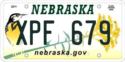 NE license plate XPF679