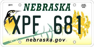 NE license plate XPF681
