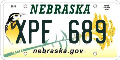 NE license plate XPF689