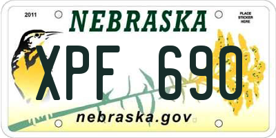 NE license plate XPF690