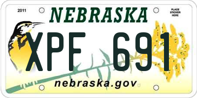 NE license plate XPF691