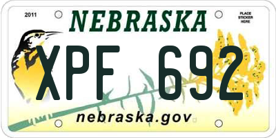 NE license plate XPF692