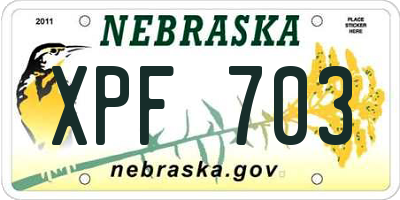NE license plate XPF703