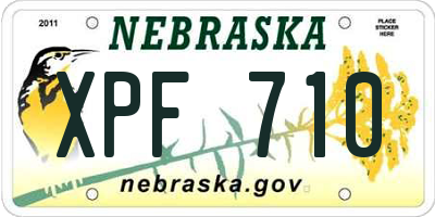 NE license plate XPF710