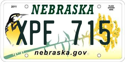 NE license plate XPF715