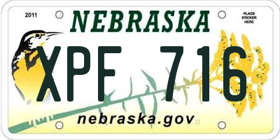 NE license plate XPF716
