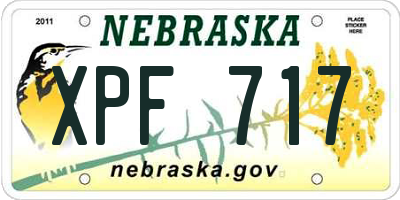NE license plate XPF717