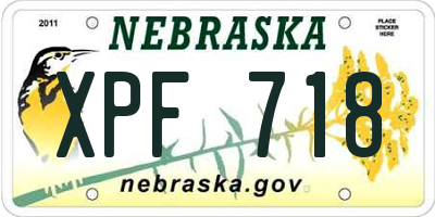 NE license plate XPF718
