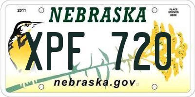 NE license plate XPF720