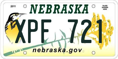 NE license plate XPF721