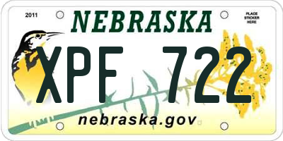 NE license plate XPF722