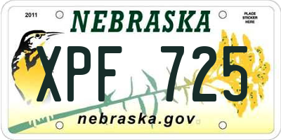 NE license plate XPF725