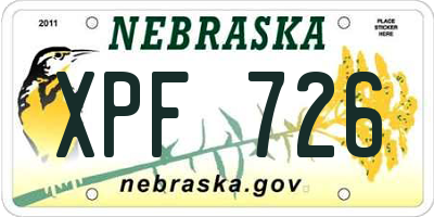 NE license plate XPF726