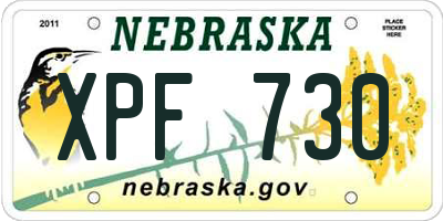 NE license plate XPF730