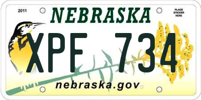 NE license plate XPF734
