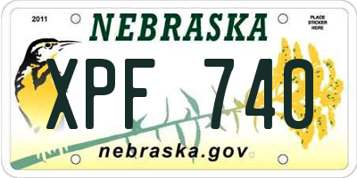 NE license plate XPF740