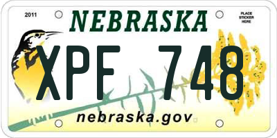 NE license plate XPF748