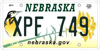 NE license plate XPF749