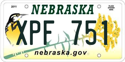 NE license plate XPF751