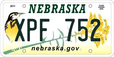 NE license plate XPF752