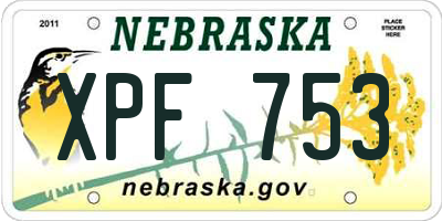 NE license plate XPF753