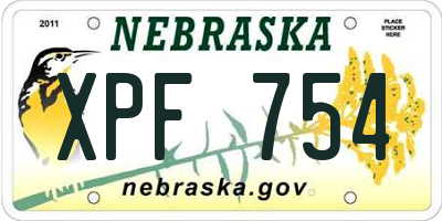 NE license plate XPF754