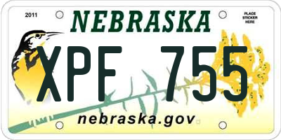 NE license plate XPF755