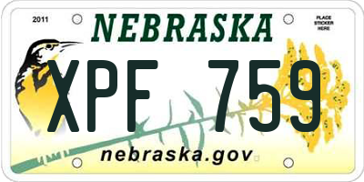 NE license plate XPF759