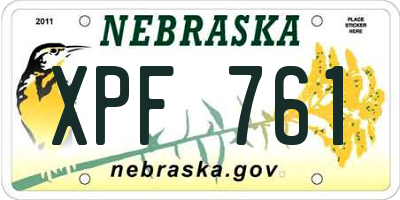 NE license plate XPF761