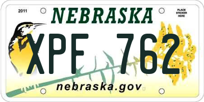 NE license plate XPF762