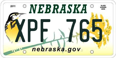 NE license plate XPF765