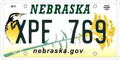 NE license plate XPF769