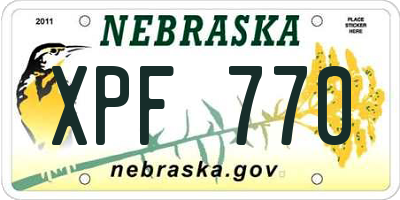 NE license plate XPF770