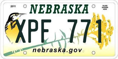 NE license plate XPF771