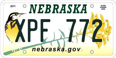 NE license plate XPF772