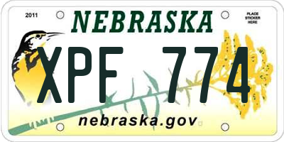 NE license plate XPF774