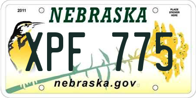 NE license plate XPF775