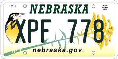 NE license plate XPF778