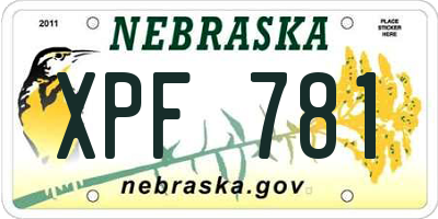 NE license plate XPF781