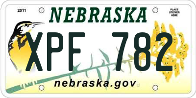 NE license plate XPF782