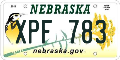 NE license plate XPF783