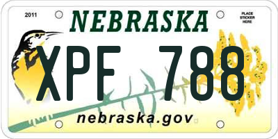NE license plate XPF788